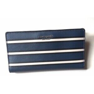 KATE SPADE New York Cameron Large Continental Walled Navy Blue Stripe